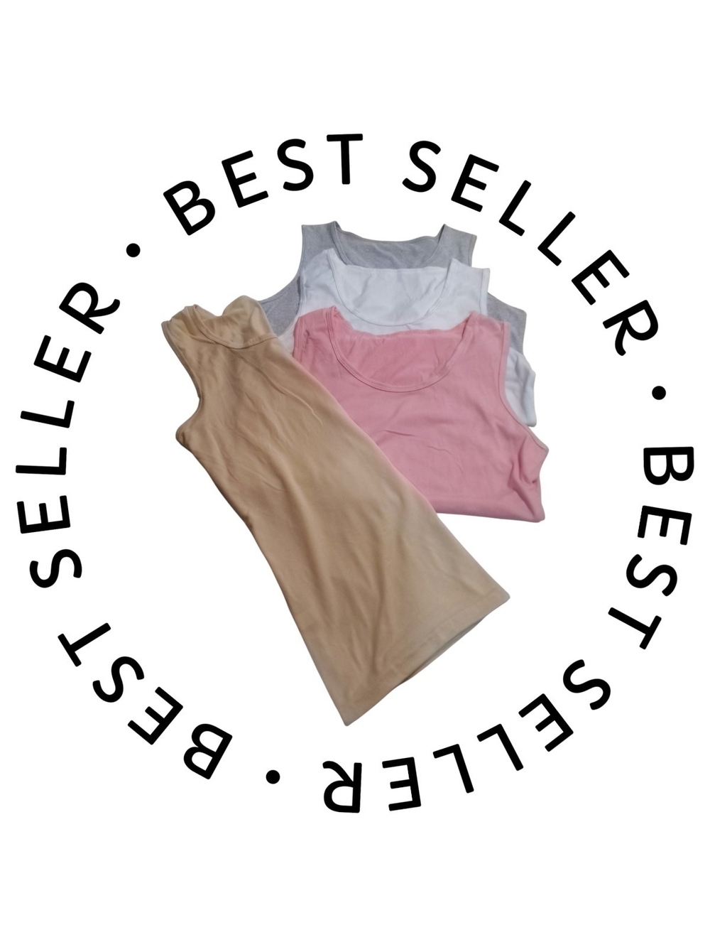 Women’s Tank Top Set — Beige, Pink, White, Gray 4 Pack/LG - Picture 2 of 2